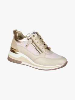 Keys Sneakers donna in pelle con zeppa - beige
