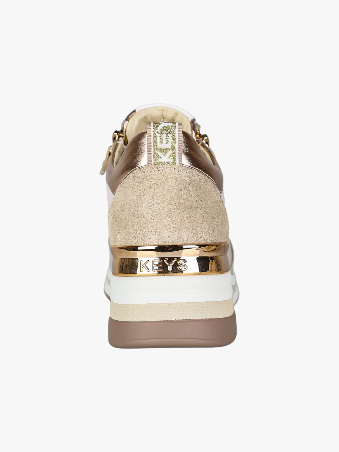 Keys Sneakers donna in pelle con zeppa - beige