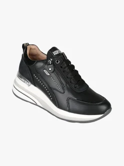 Keys Sneakers donna in pelle con zeppa - nero