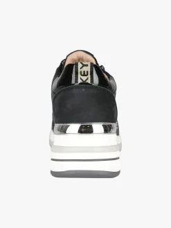 Keys Sneakers donna in pelle con zeppa - nero