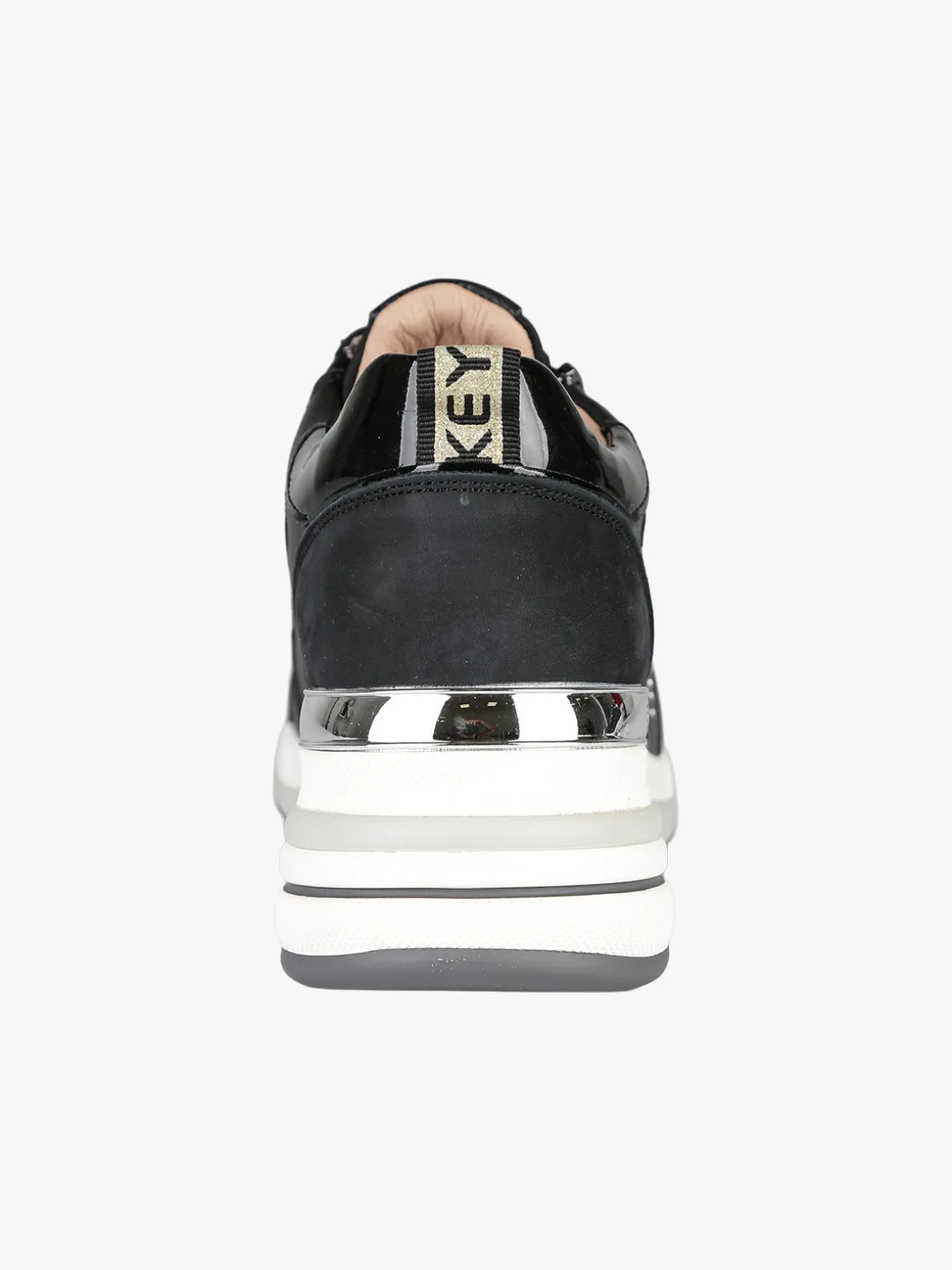 Keys Sneakers donna in pelle con zeppa - nero