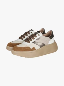 Keys Sneakers donna in pelle con platform - beige