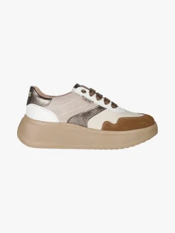 Keys Sneakers donna in pelle con platform - beige