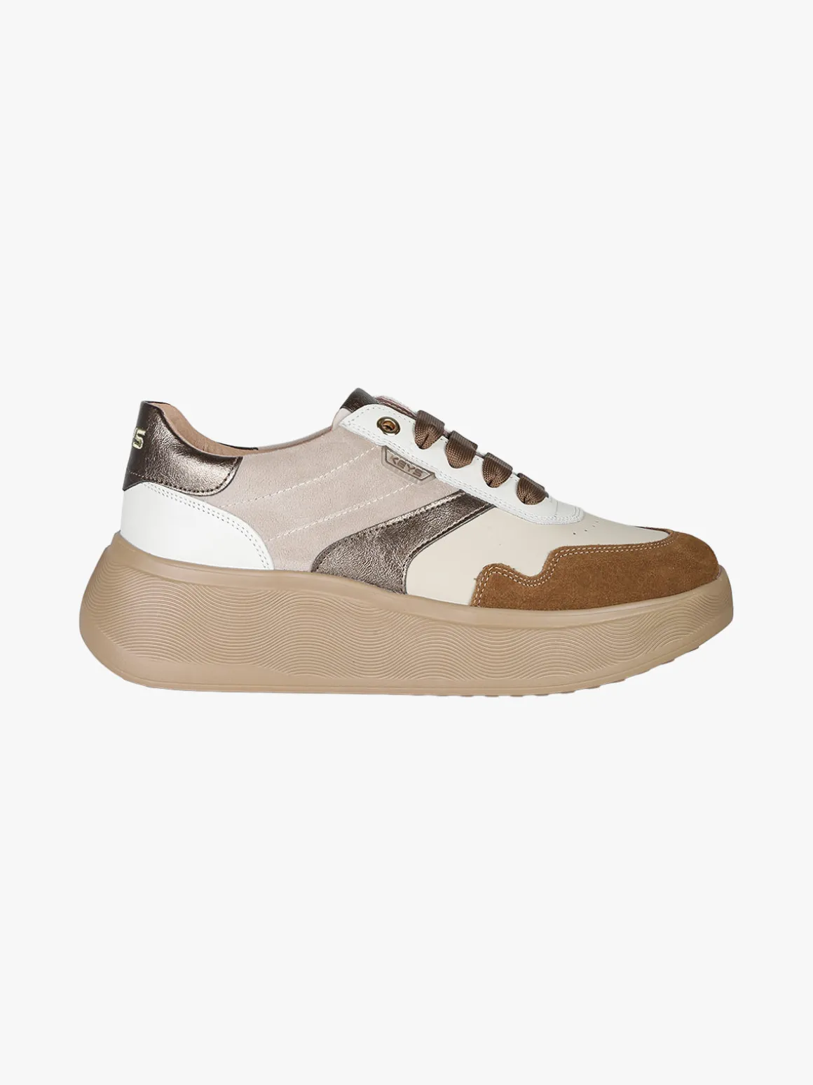 Keys Sneakers donna in pelle con platform - beige