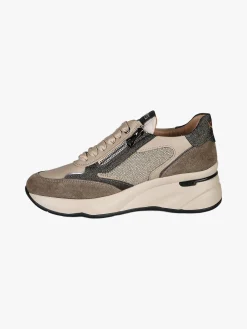 Keys Sneakers donna in pelle con zeppa - taupe