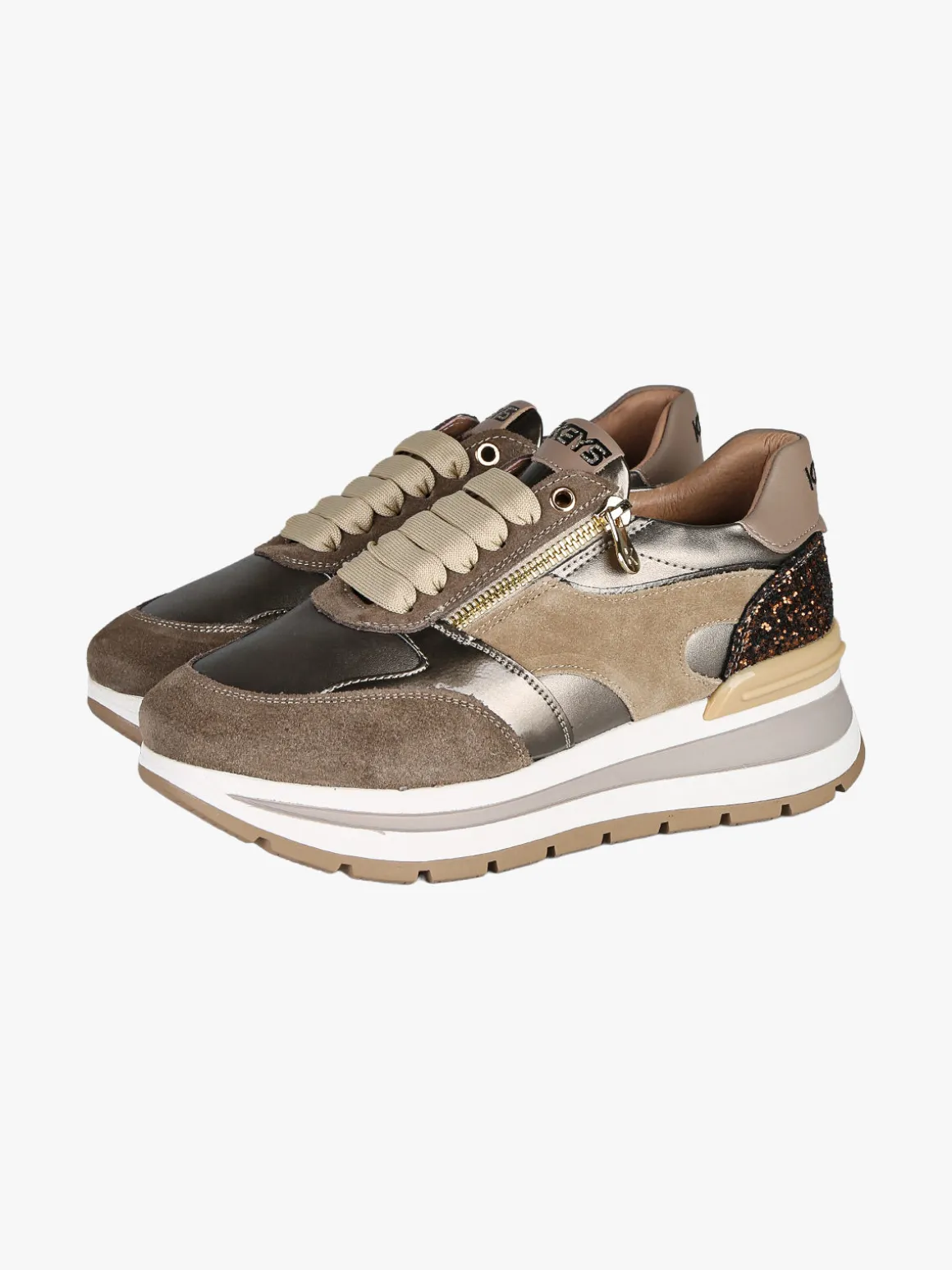 Keys Sneakers donna in pelle multicolore con platform
