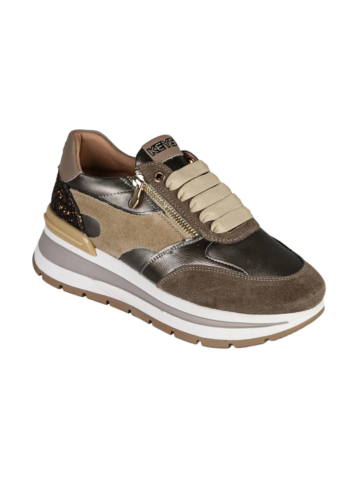 Keys Sneakers donna in pelle multicolore con platform