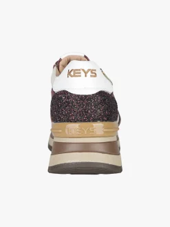 Keys Sneakers donna in pelle multicolore con platform - bordeaux