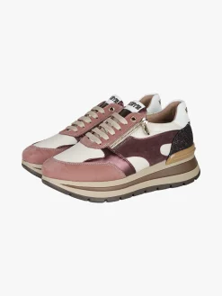 Keys Sneakers donna in pelle multicolore con platform - bordeaux