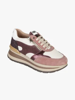 Keys Sneakers donna in pelle multicolore con platform - bordeaux