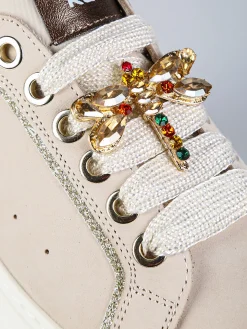 Keys Sneakers donna in pelle nabuk con platform - beige