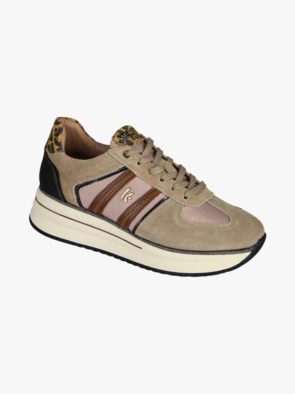 Keys Sneakers donna in pelle scamosciata con platform - multicolore