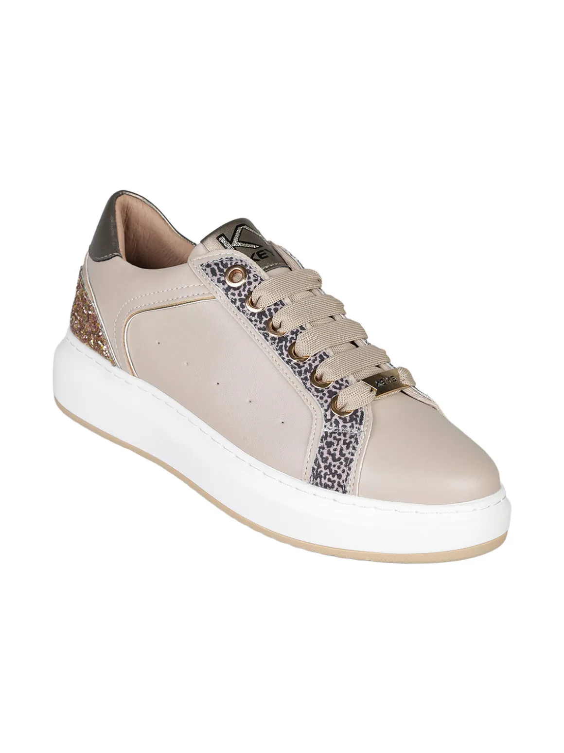Keys Sneakers donna stringate con platform - taupe