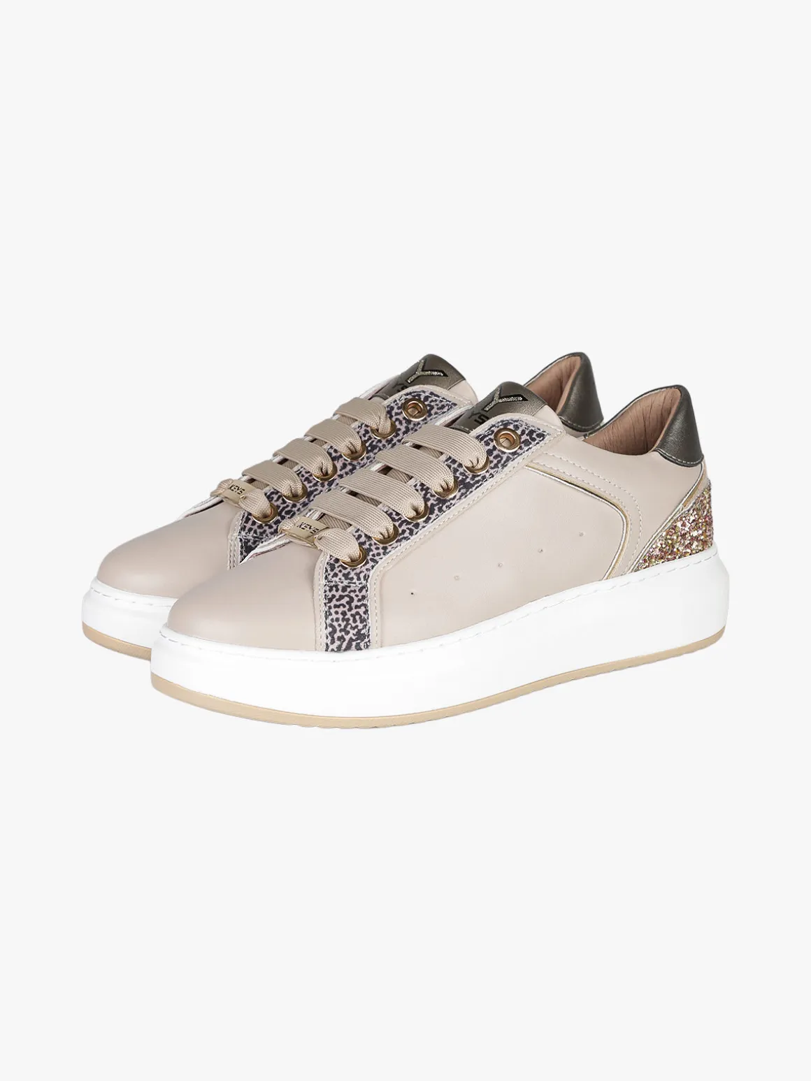 Keys Sneakers donna stringate con platform - taupe