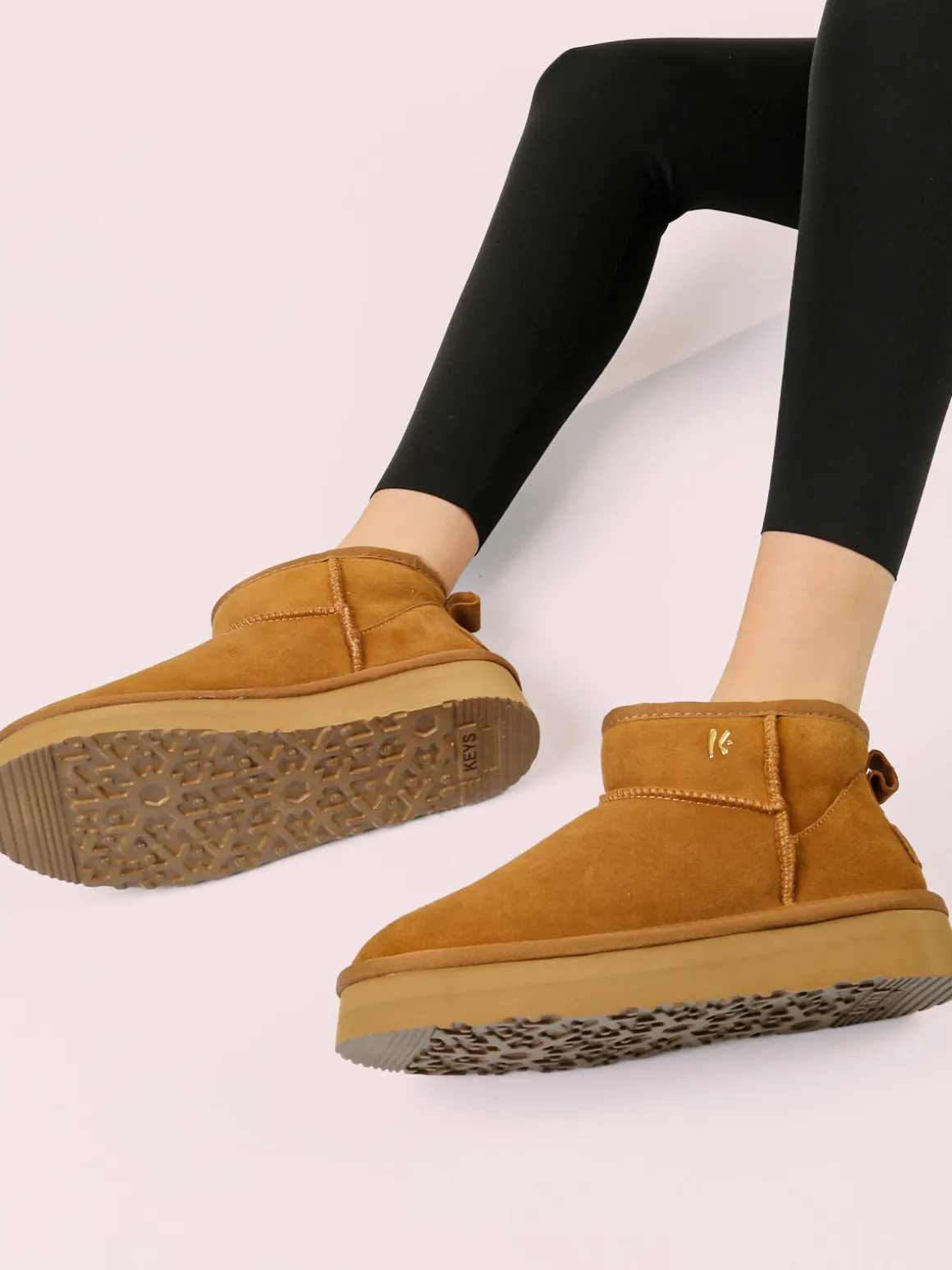 Keys Stivaletti donna in pelle scamosciata con platform - cammello