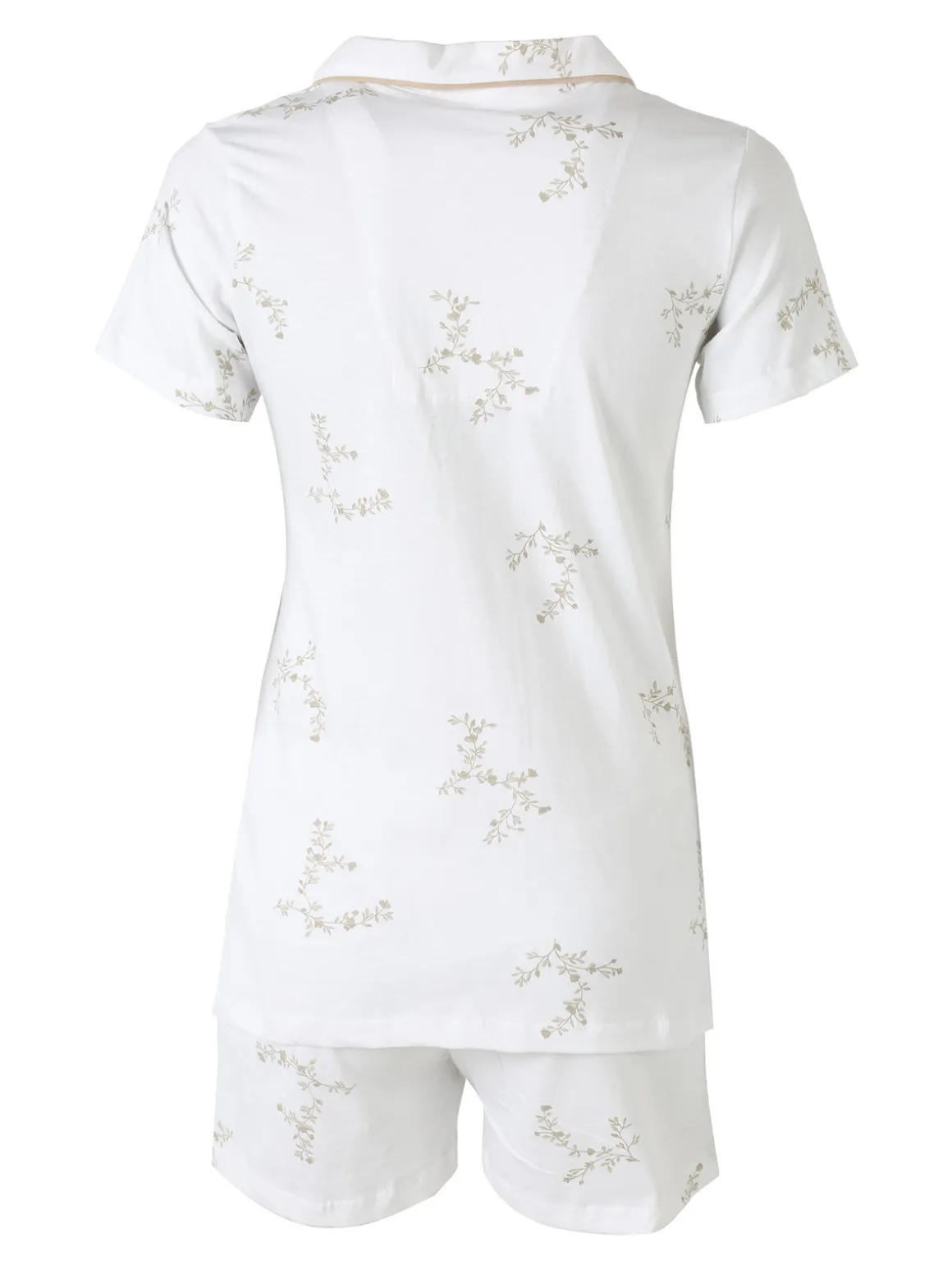 Kissimo Pigiama aperto da donna in cotone a maniche corte con shorts - panna