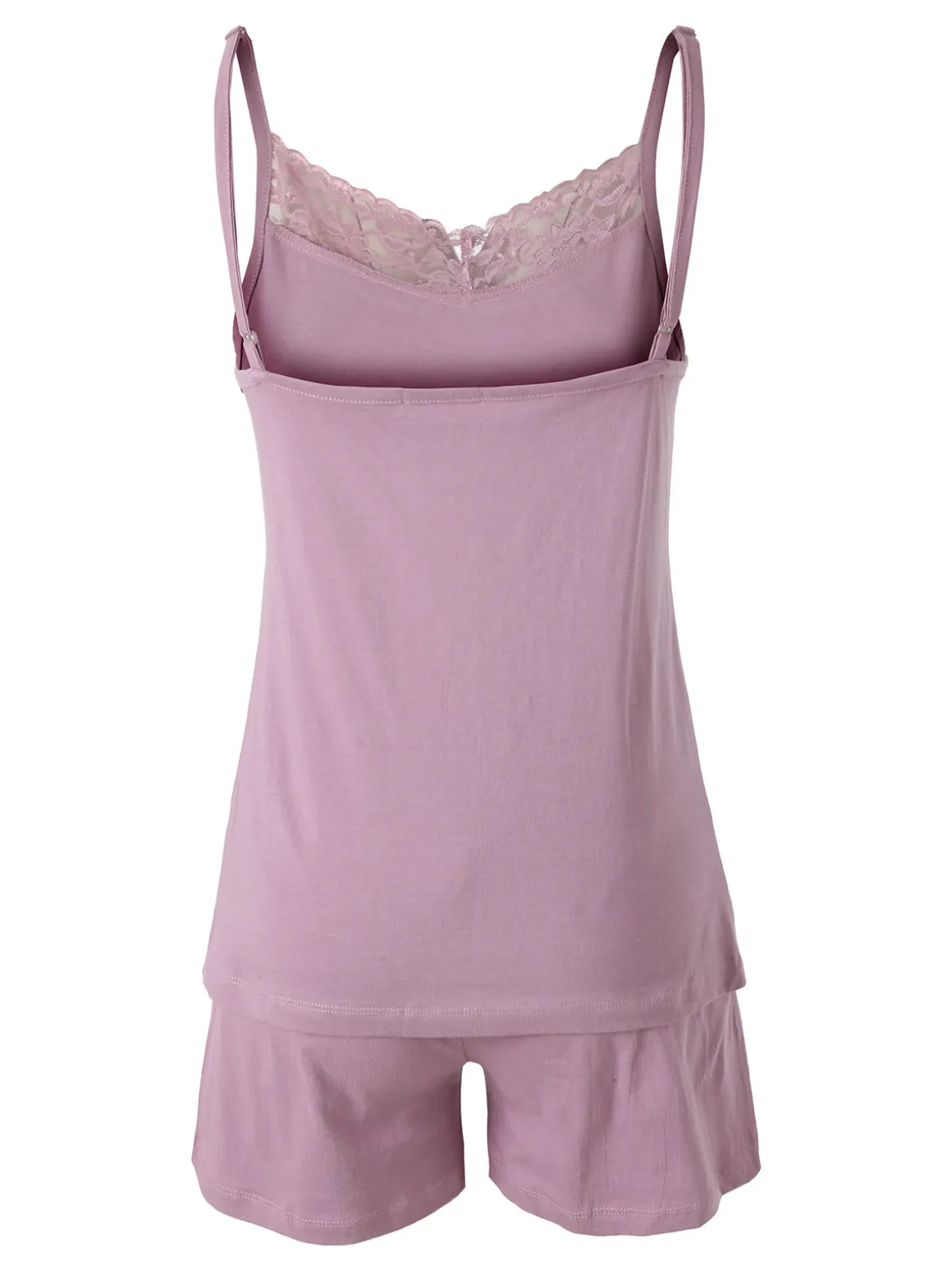 Kissimo Pigiama corto da donna in cotone con spalline sottili e shorts - lilla