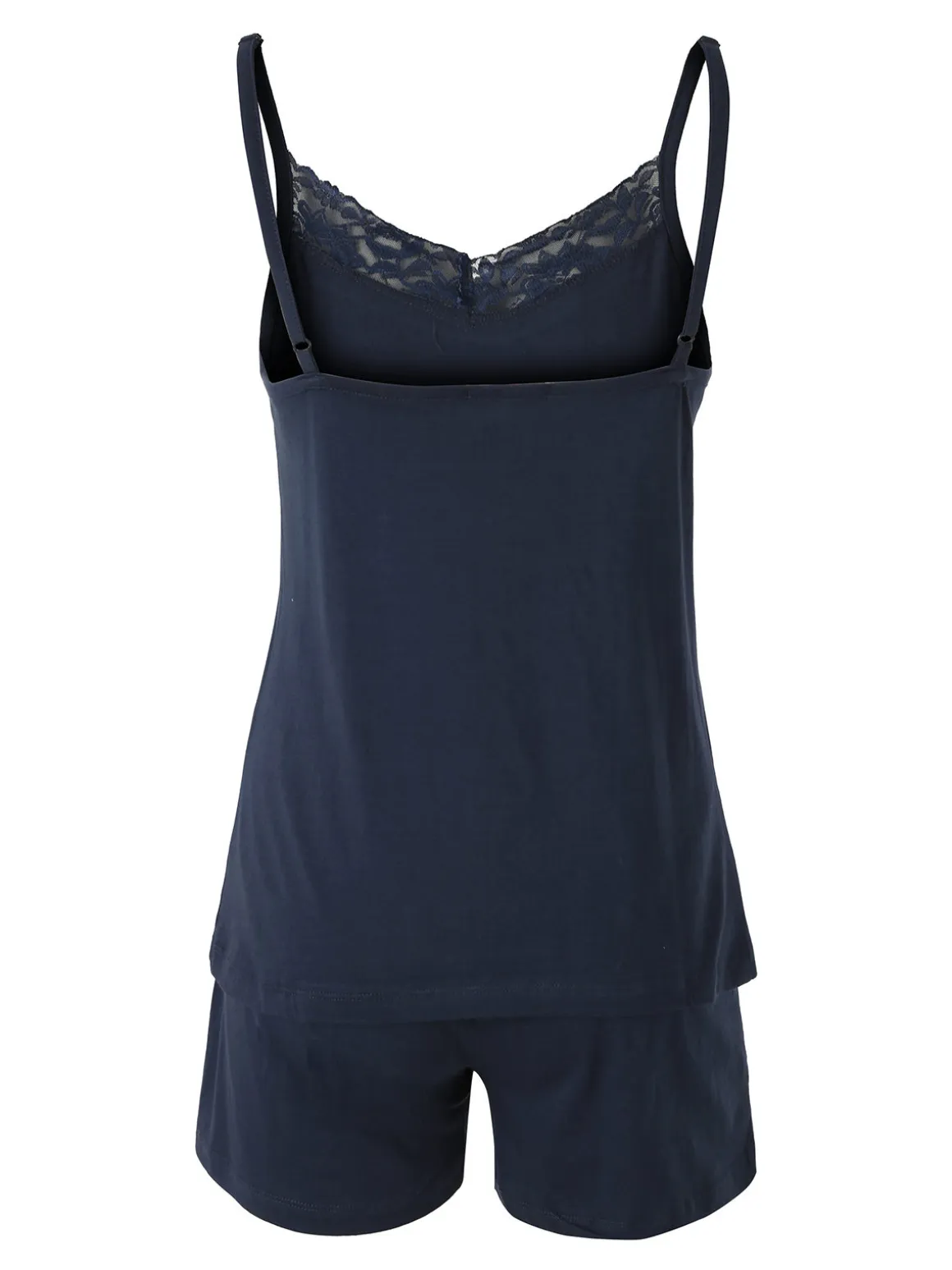 Kissimo Pigiama corto da donna in cotone con spalline sottili e shorts - blu scuro