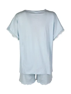 Kissimo Pigiama corto da donna in cotone con scollo in pizzo