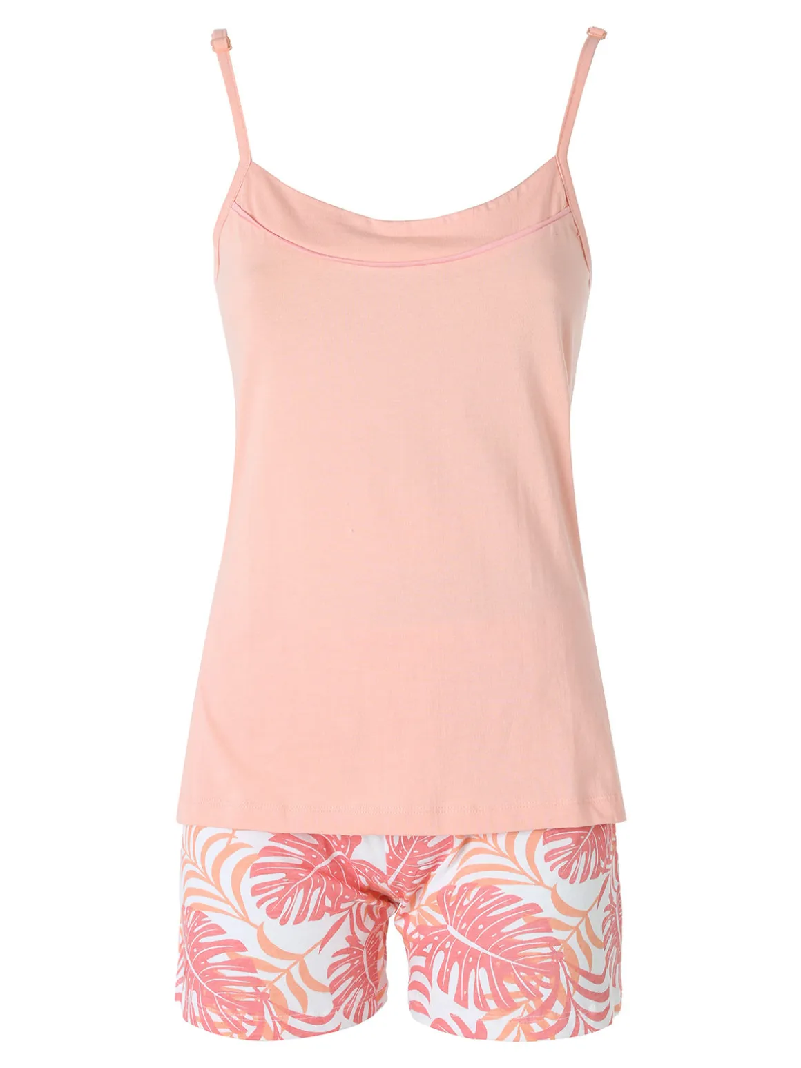 Kissimo Pigiama corto da donna in cotone con spalline sottili e shorts floreali - rosa