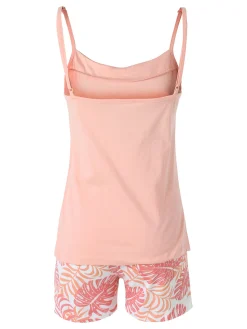 Kissimo Pigiama corto da donna in cotone con spalline sottili e shorts floreali - rosa