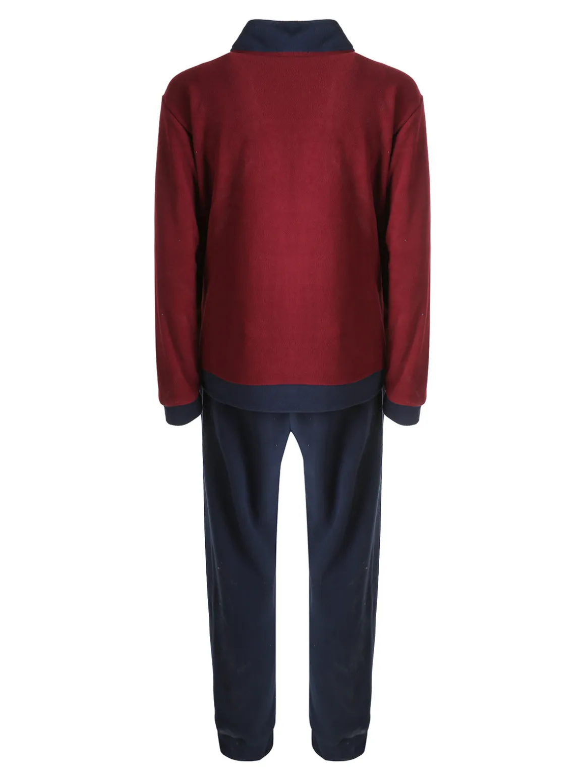 Kissimo Pigiama da uomo in pile mezza zip - bordeaux