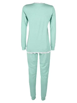 Kissimo Pigiama lungo da donna in cotone con pizzo