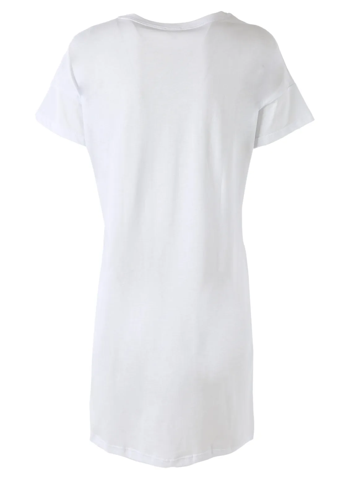 Kissimo Vestitino da donna in cotone a maniche corte con stampa scritta floreale - bianco