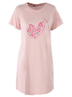 Kissimo Vestitino da donna in cotone a maniche corte con stampa cuore - rosa