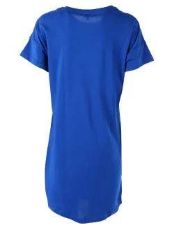 Kissimo Vestitino da donna in cotone a maniche corte con stampa scritta - blu