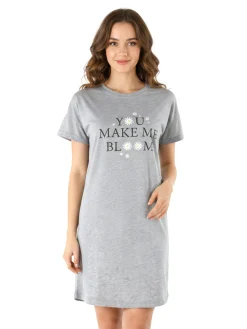 Kissimo Vestitino donna in cotone a maniche corte con stampa scritta - grigio