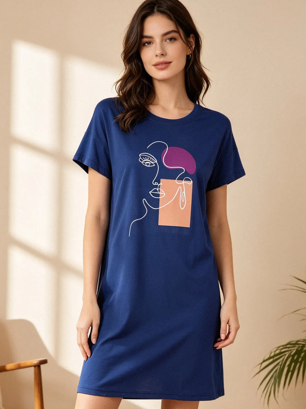 Kissimo Vestito da donna in cotone a maniche corte