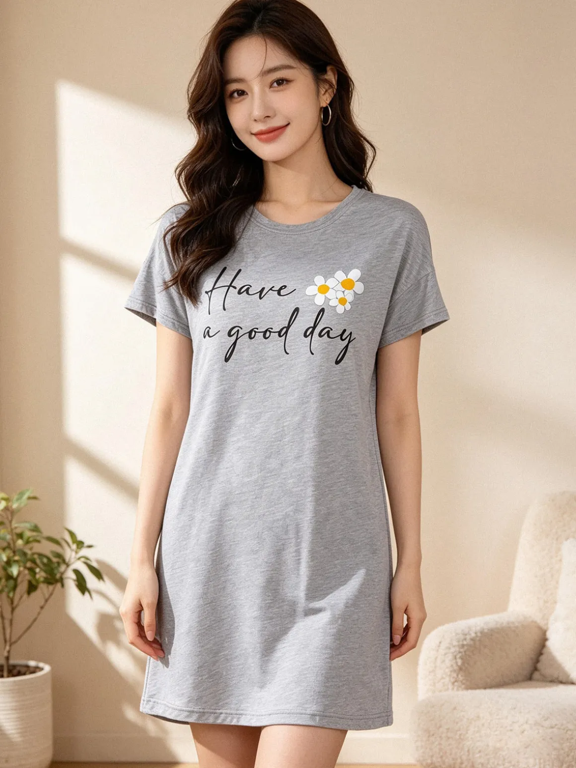 Kissimo Vestito da donna in cotone a maniche corte