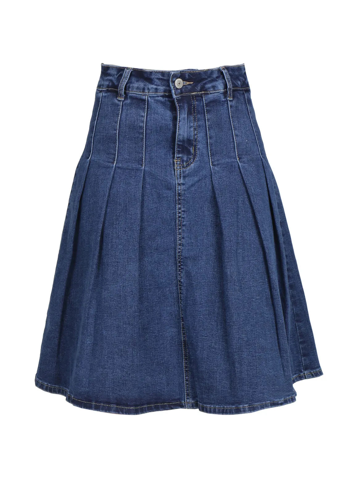 Kiss Pink Gonna in jeans da donna con pieghe