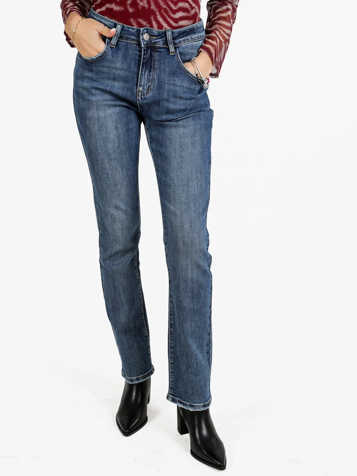 Kiss Pink Jeans donna regular fit a gamba dritta - jeans