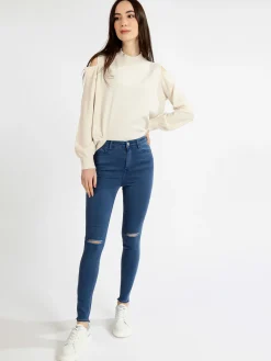 Kiss Pink Pantaloni donna elasticizzati con strappi