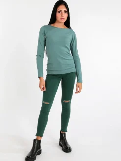 Kiss Pink Pantaloni donna skinny con strappi
