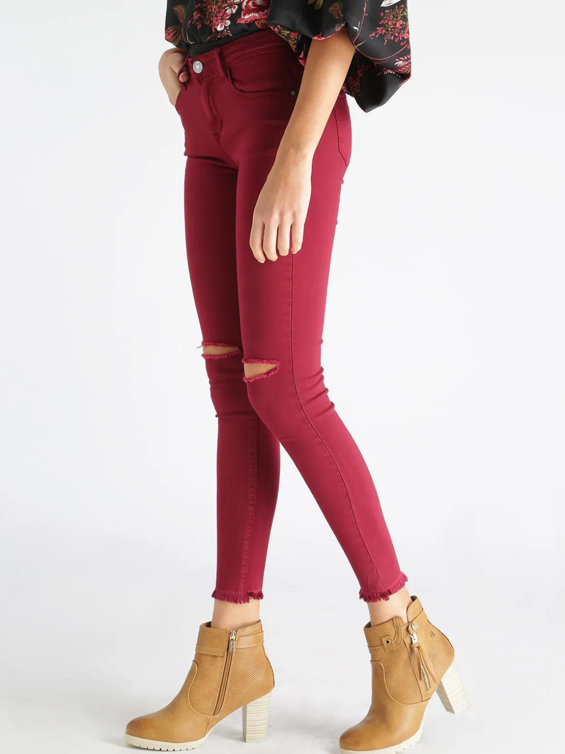 Kiss Pink Pantaloni sfrangiati con strappi