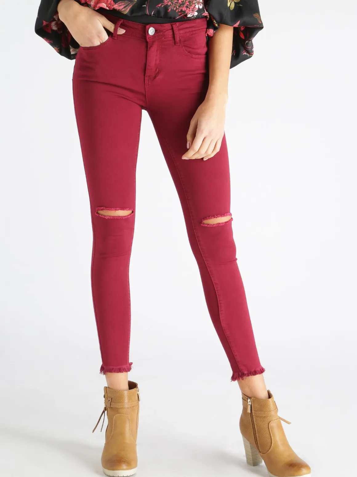 Kiss Pink Pantaloni sfrangiati con strappi