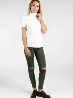 Kiss Pink Pantaloni slim fit con strappi