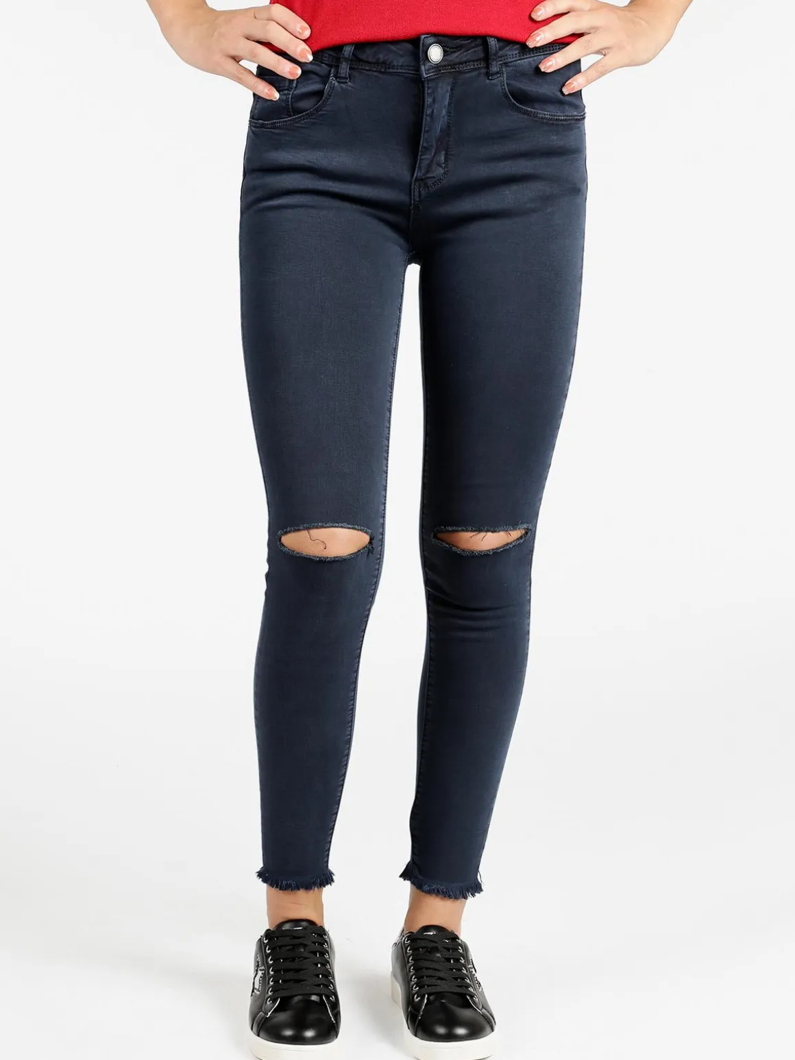 Kiss Pink Pantaloni slim fit con strappi