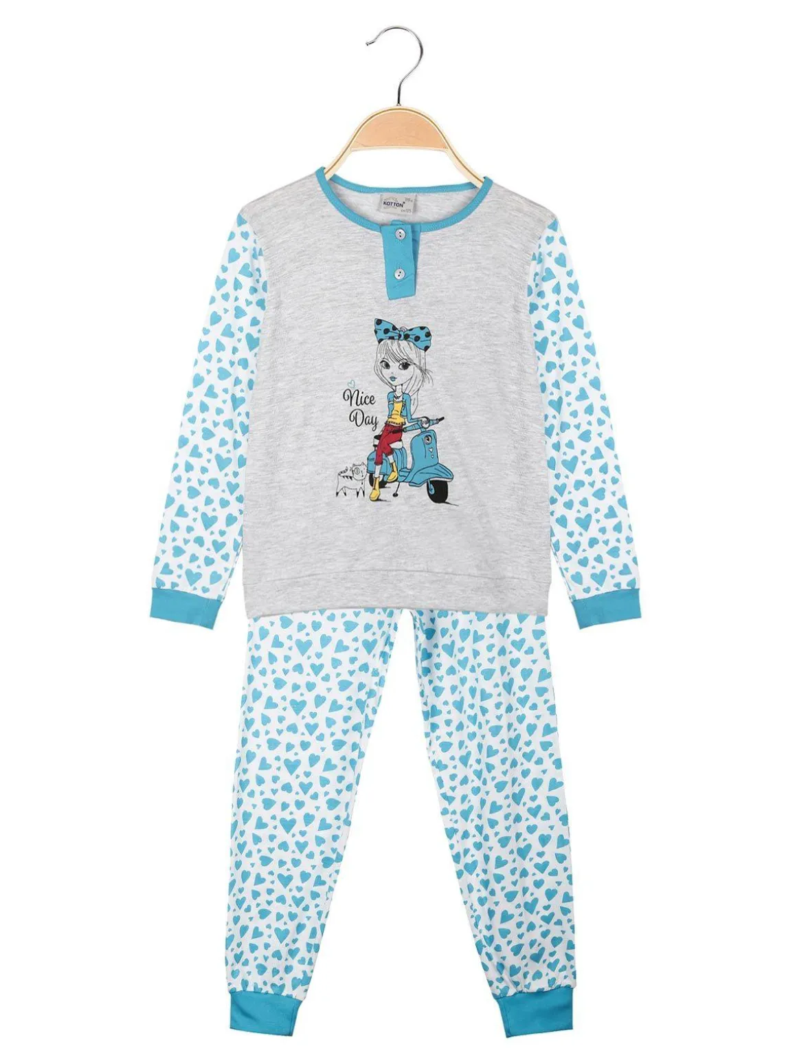 Kotton Pigiama lungo da bambina in cotone