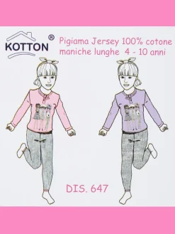 Kotton Pigiama lungo da bambina in cotone