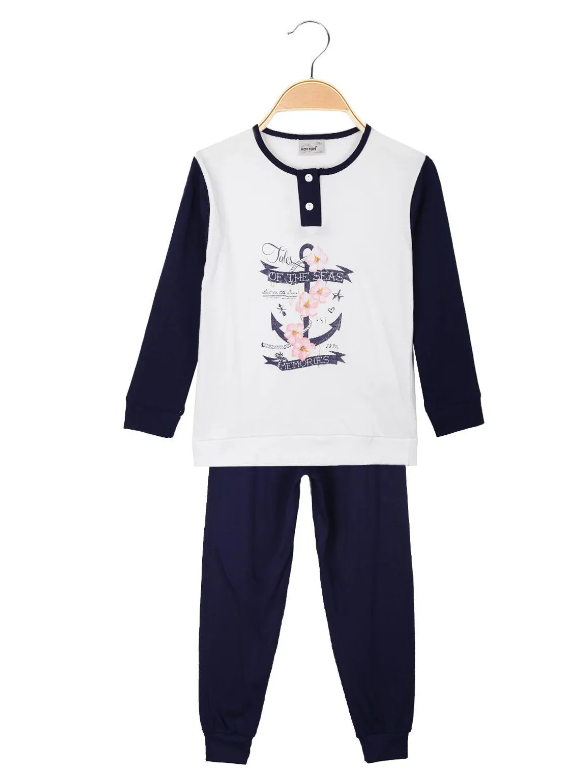 Kotton Pigiama lungo da bambina in cotone