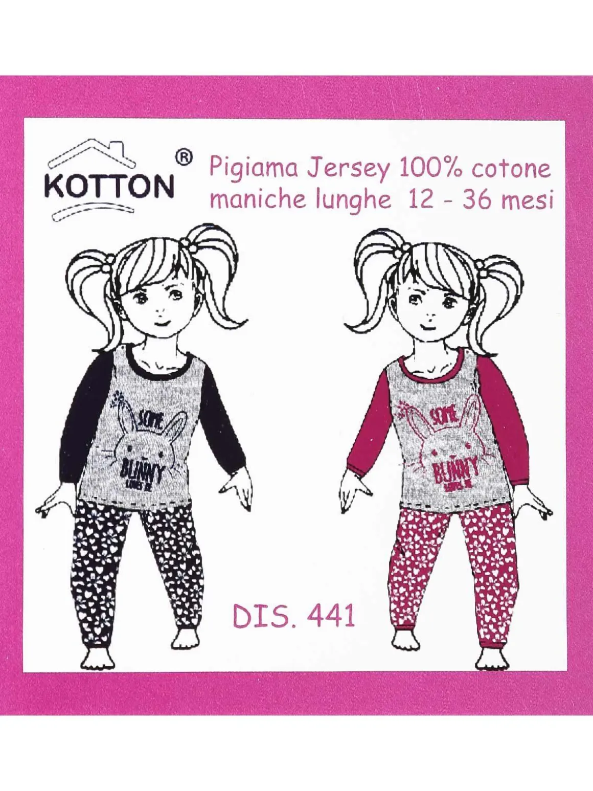 Kotton Pigiama lungo da neonata 2 pezzi in cotone