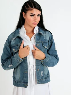 Ky Creation Giacca in jeans oversize donna