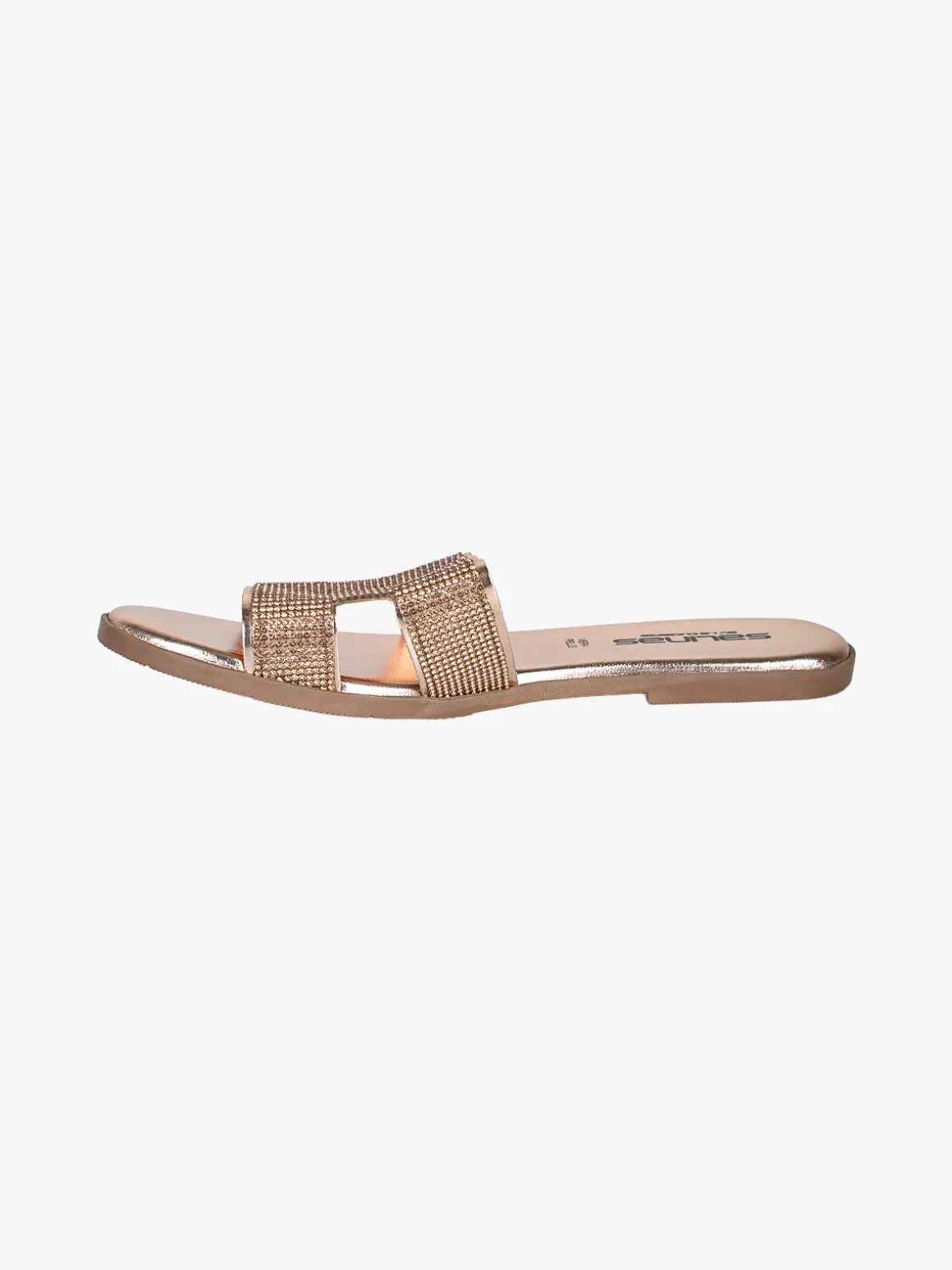 La Cuoieria Ciabatte donna in pelle con strass - bronzo