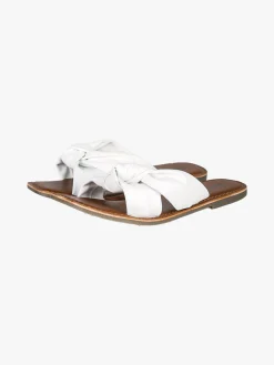 La Cuoieria Ciabatte donna in pelle con nodo - bianco