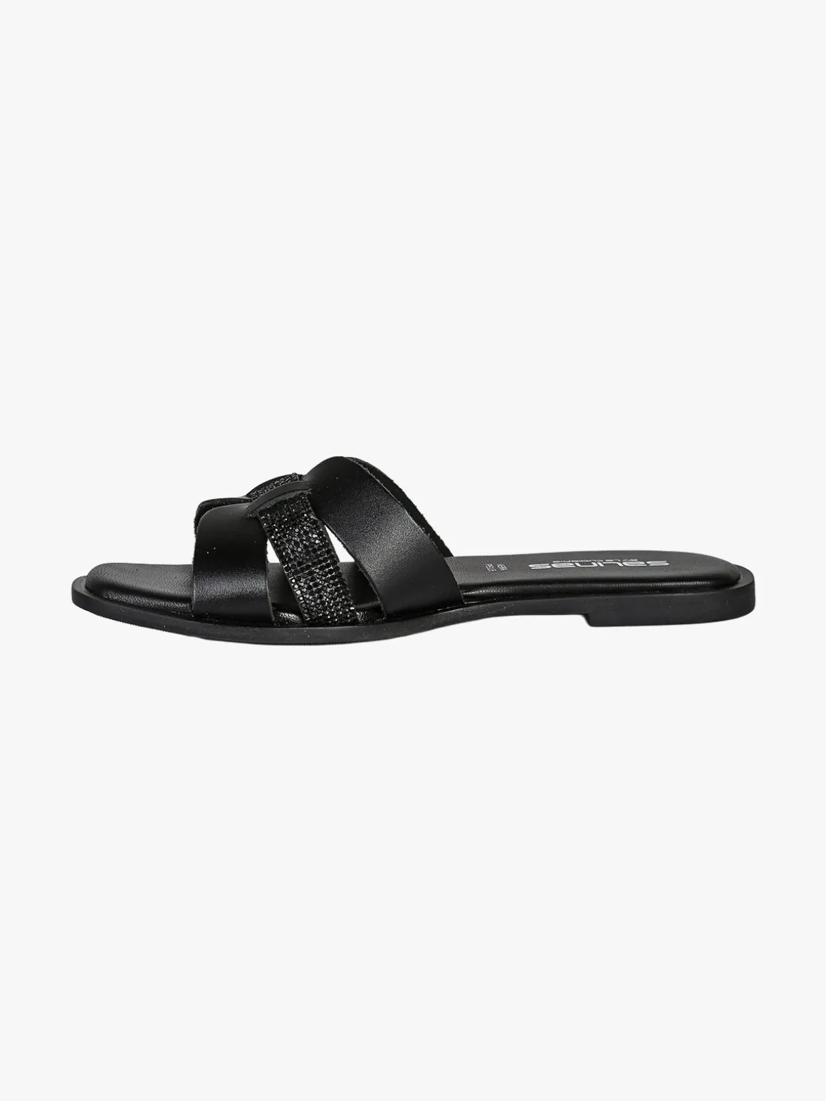 La Cuoieria Ciabatte donna in pelle con micro borchie - nero