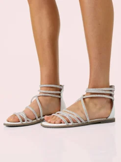La Cuoieria Sandali donna gioiello in pelle con tallone chiuso e zip - bianco